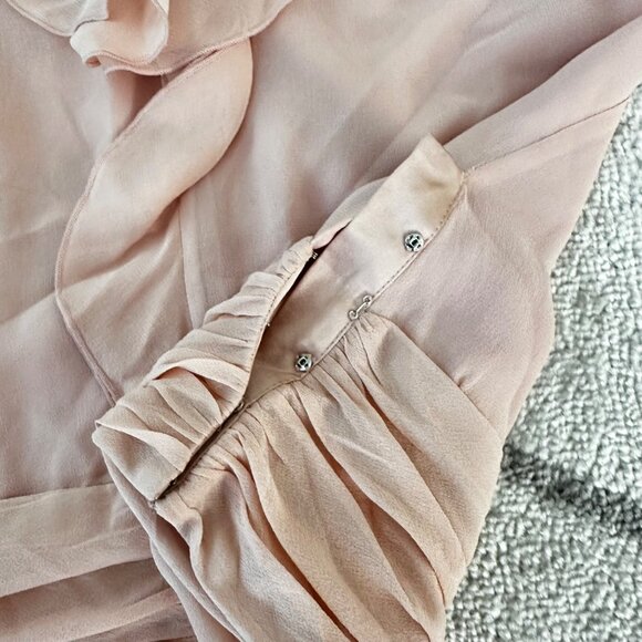 BCBG Petal Pink Beaded Ruffle Tie Back Georgette 90s Y2K Halter Sz Med - Picture 6 of 7